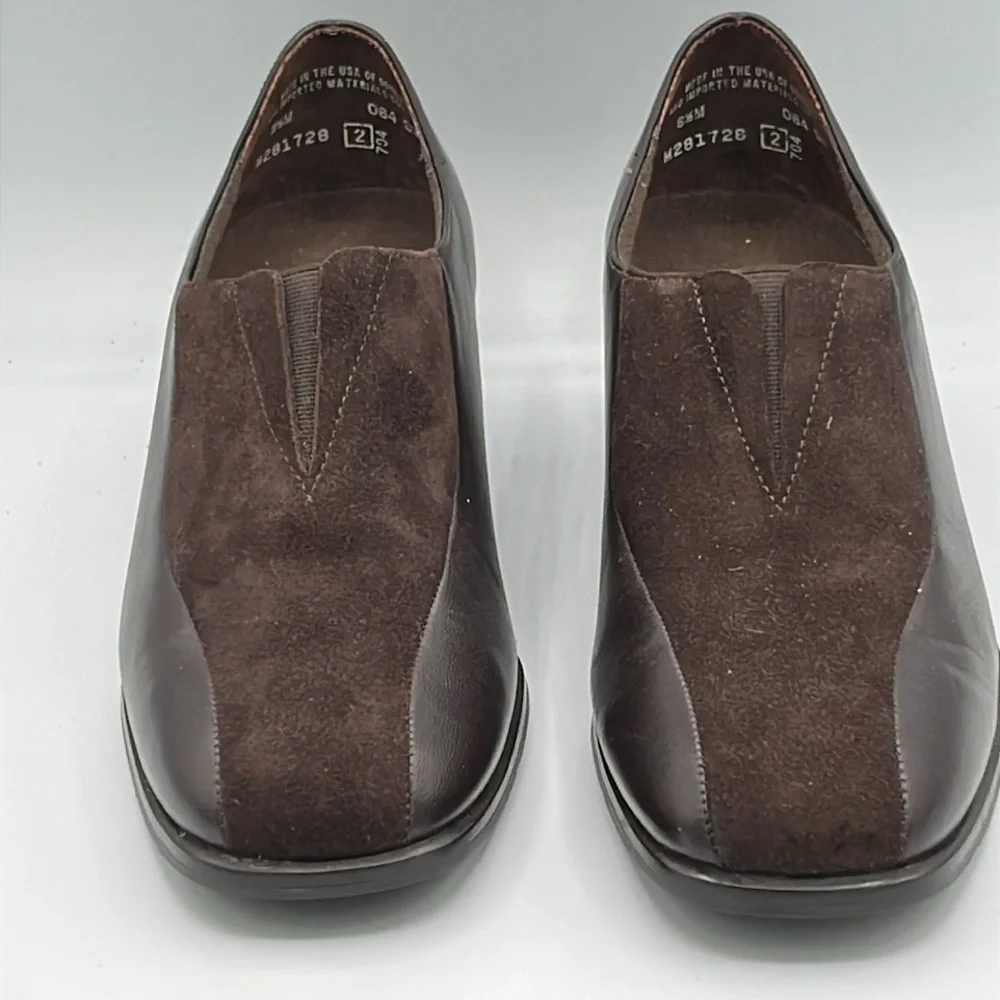 Munro American Two-Tone Brown Leather Shoes Size 8.5 | 1.5” Block Heel Comfort